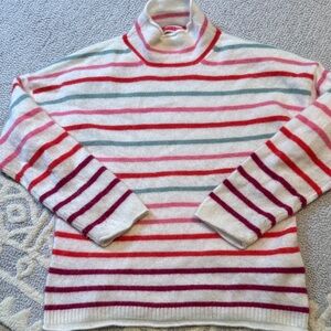 J. Crew Colorful Striped Turtleneck Sweater